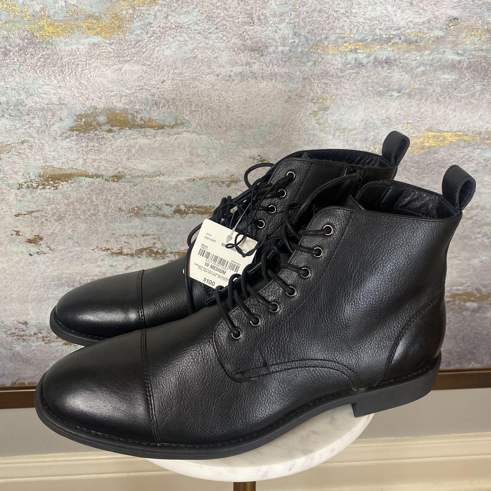 JF J. Ferrar Combat Boots Mens Size 10 M Black Synthetic Zip Memory Foam